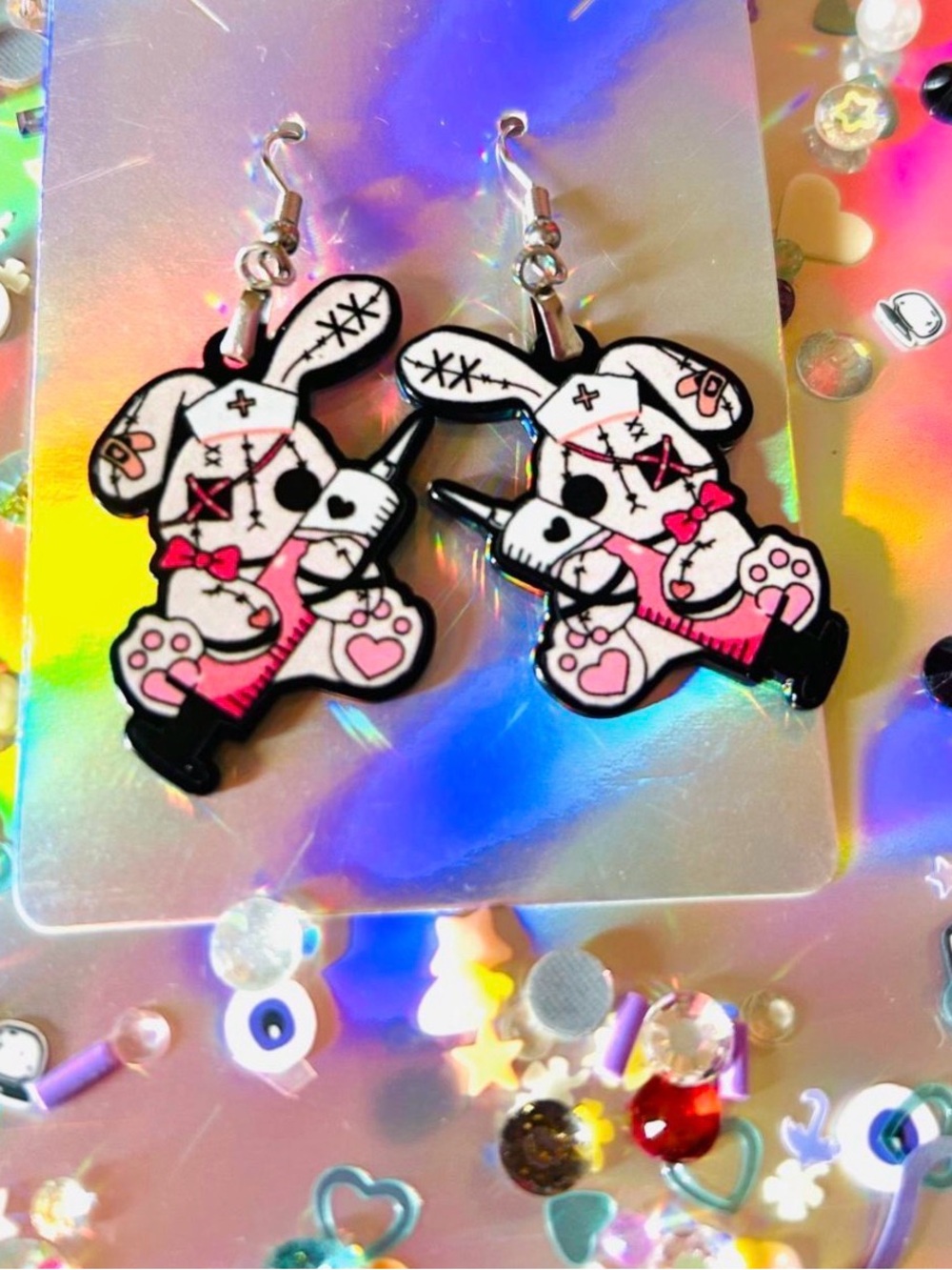 Halloween Nurse Bunny Earrings